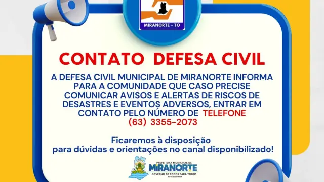 DIVUGAÇÃO DO NÚMERO DA DEFESA CIVIL